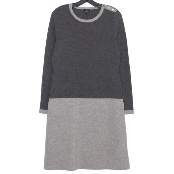 Talbots Womens Sweater Dress Merino Wool Long Sleeve Buttons Gray Size Medium JD - Picture 1 of 6